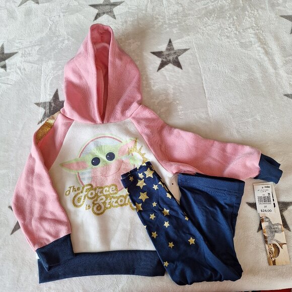 Licensed Star Wars "The Force is‎ Strong" Girl Set Toddler Hoodie Legging 3T - Picture 1 of 9